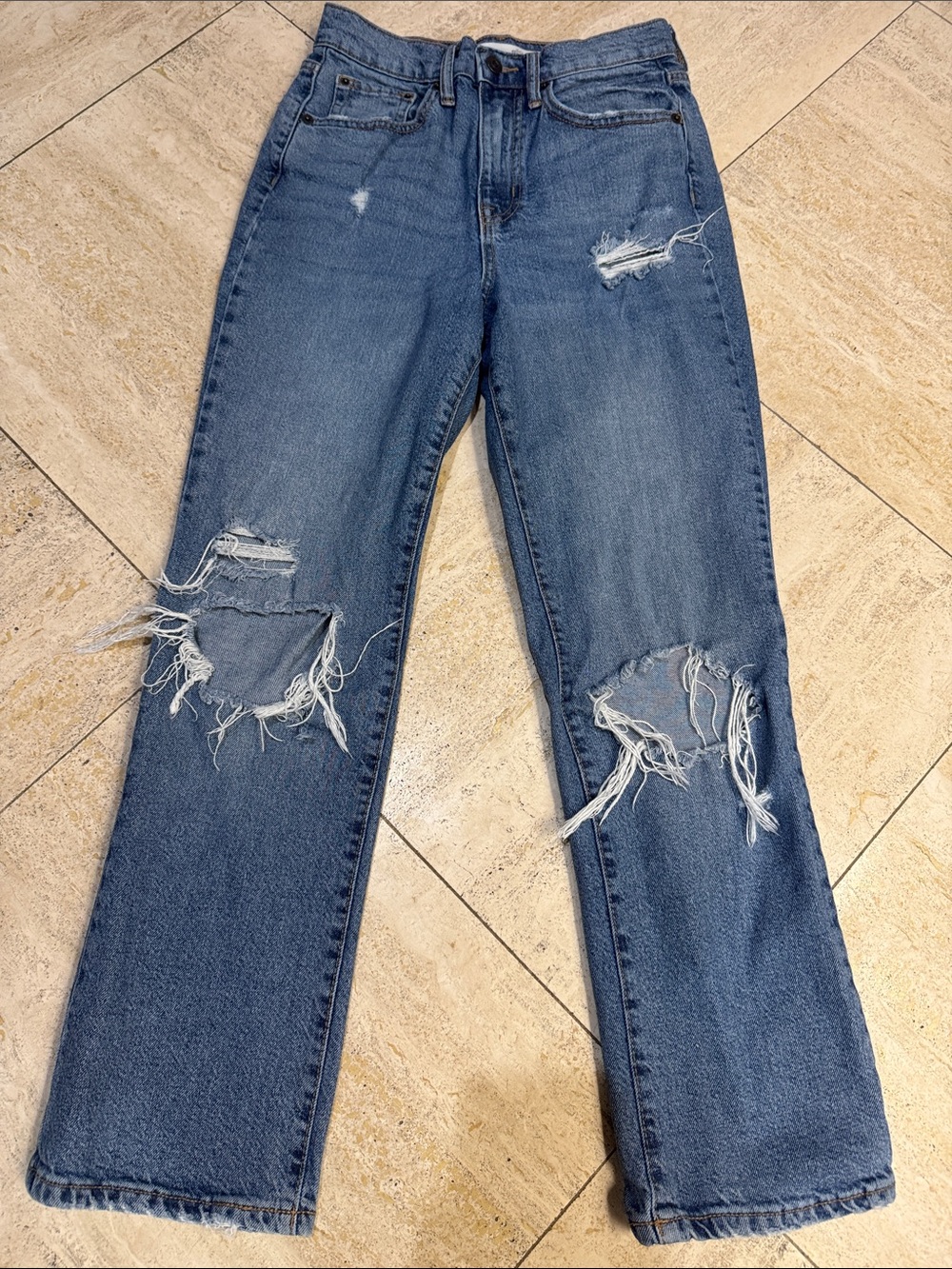 Classic Distressed Women's Blue Jeans